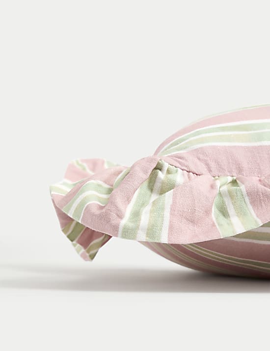 Cotton Rich Striped Frill Cushion