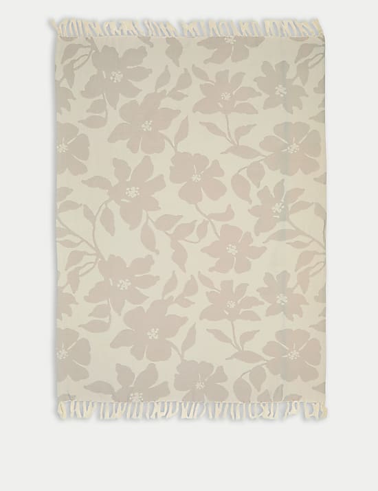 Pure Cotton Floral Jacquard Throw