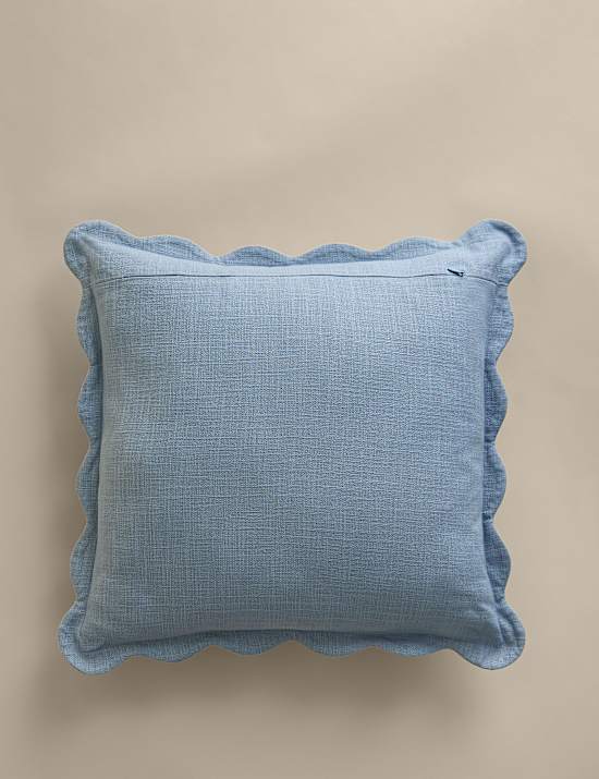 Pure Cotton Large Embroidered Scallop Cushion