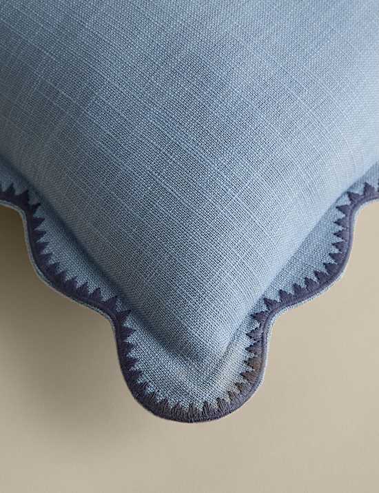 Pure Cotton Large Embroidered Scallop Cushion