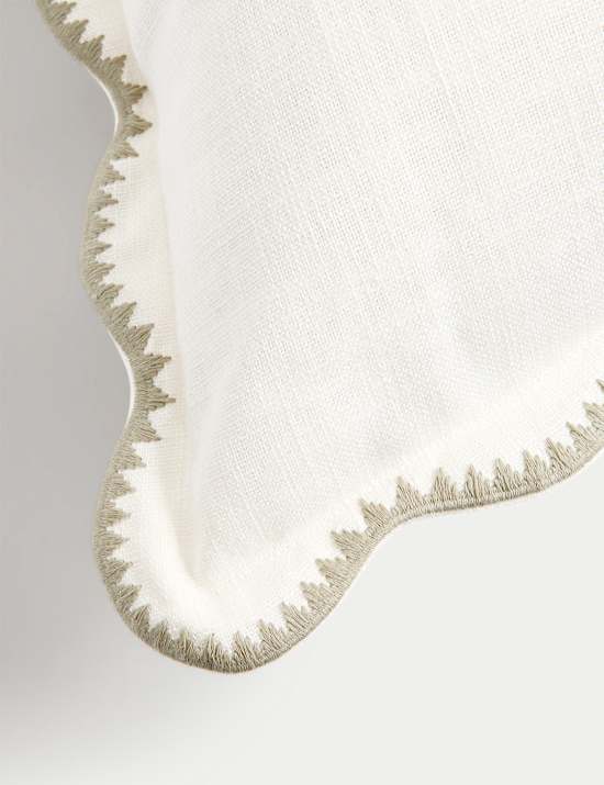 Pure Cotton Embroidered Scallop Cushion