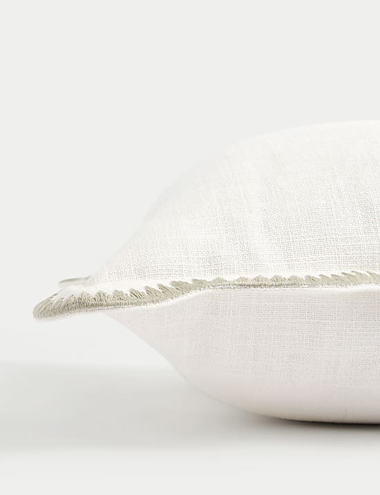 Pure Cotton Embroidered Scallop Cushion