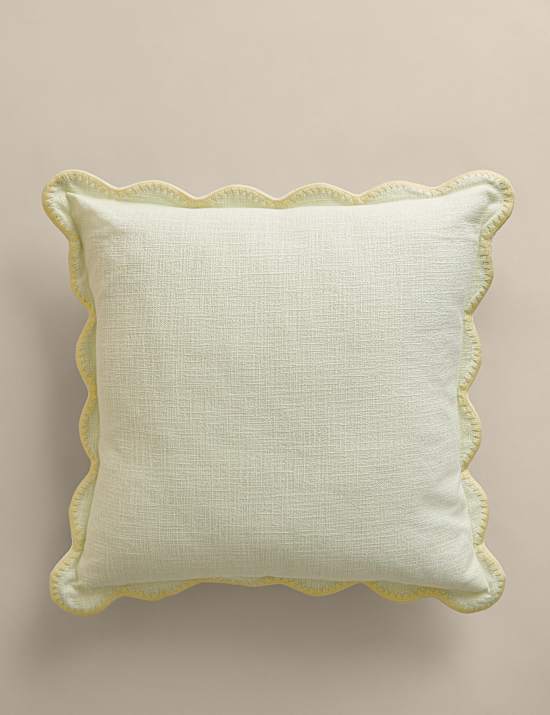 Pure Cotton Large Embroidered Scallop Cushion