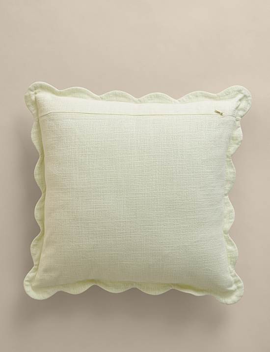 Pure Cotton Large Embroidered Scallop Cushion