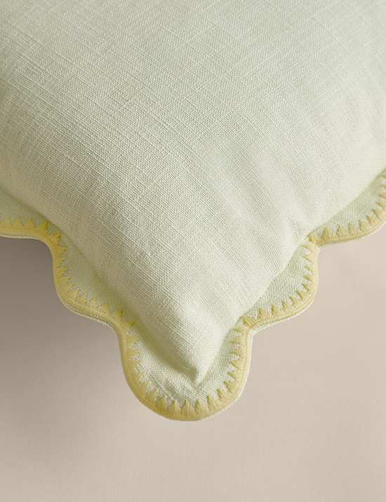 Pure Cotton Large Embroidered Scallop Cushion