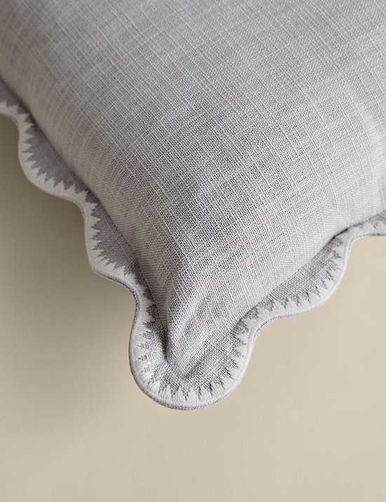 Pure Cotton Large Embroidered Scallop Cushion