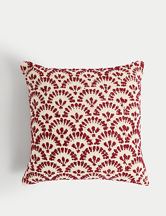Coussin 100 % coton &agrave; motif Fan jacquard