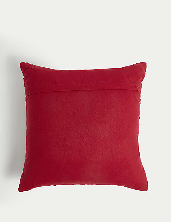 Coussin 100 % coton &agrave; motif Fan jacquard