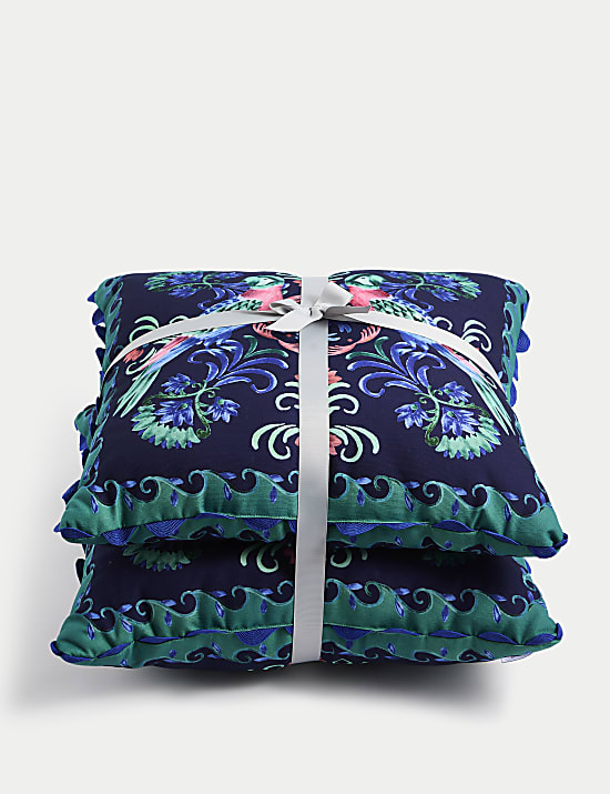 Set of 2 Bird Print Outdoor Cushions