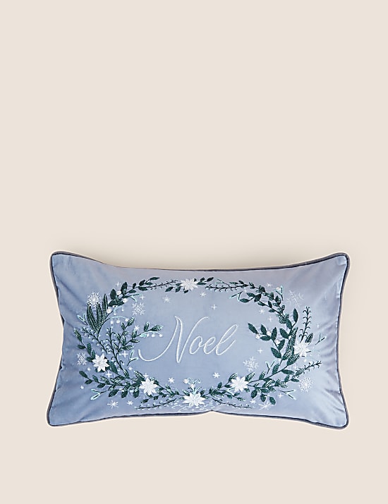 Velvet Noel Slogan Bolster Cushion Cushions M S GR