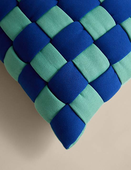 Pure Cotton Basketweave Quilted Cushion
