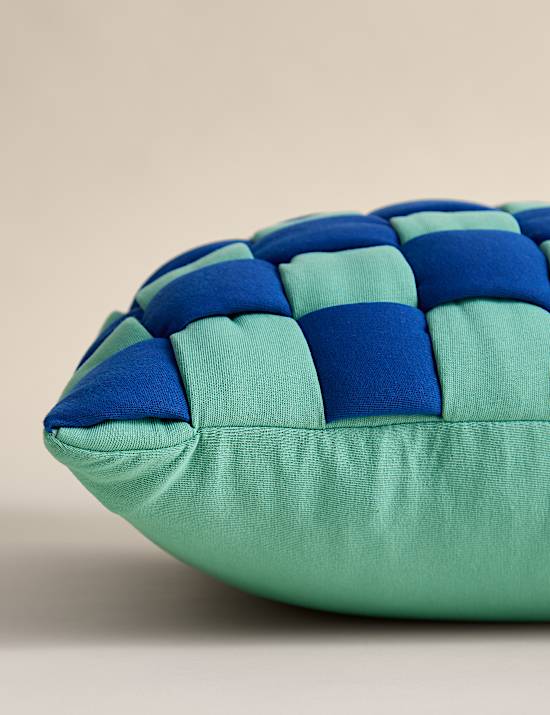 Pure Cotton Basketweave Quilted Cushion