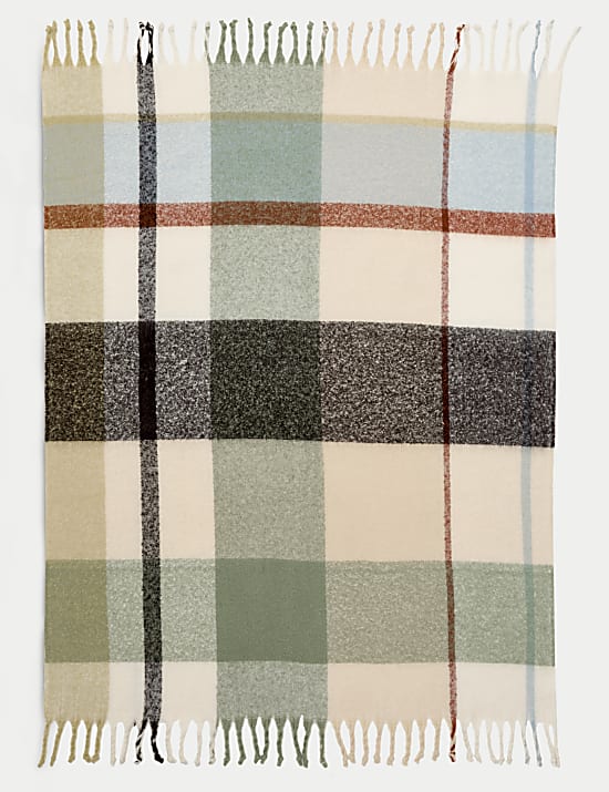 Faux Mohair Checked Throw