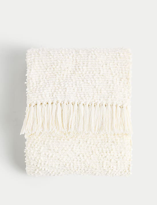 Pure Cotton Bouclé Large Throw