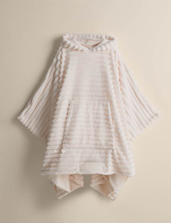 Ribbed Fleece Hooded Blanket