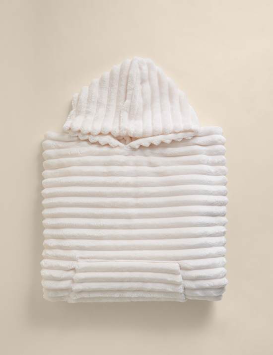 Ribbed Fleece Hooded Blanket