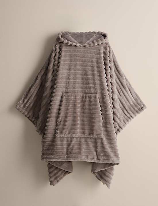 Ribbed Fleece Hooded Blanket