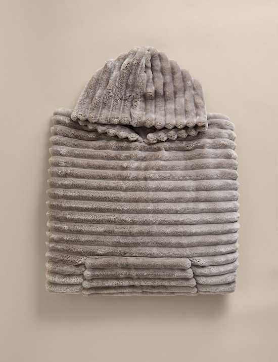 Ribbed Fleece Hooded Blanket