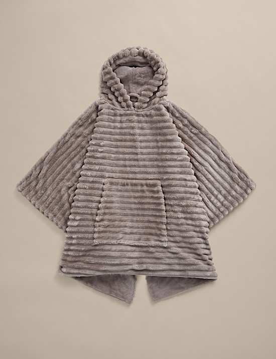 Ribbed Fleece Hooded Blanket