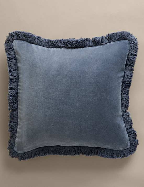 Pure Cotton Velvet Fringed Cushion