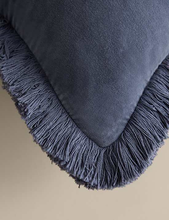Pure Cotton Velvet Fringed Cushion