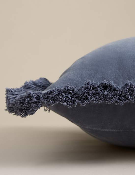 Pure Cotton Velvet Fringed Cushion