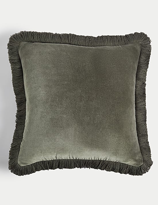 Pure Cotton Velvet Fringed Cushion