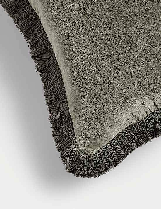 Pure Cotton Velvet Fringed Cushion