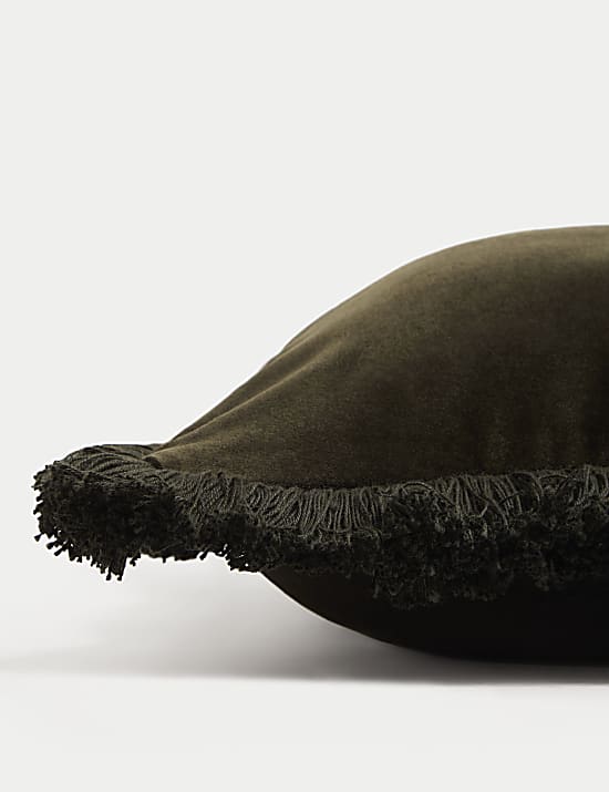 Pure Cotton Velvet Fringed Cushion