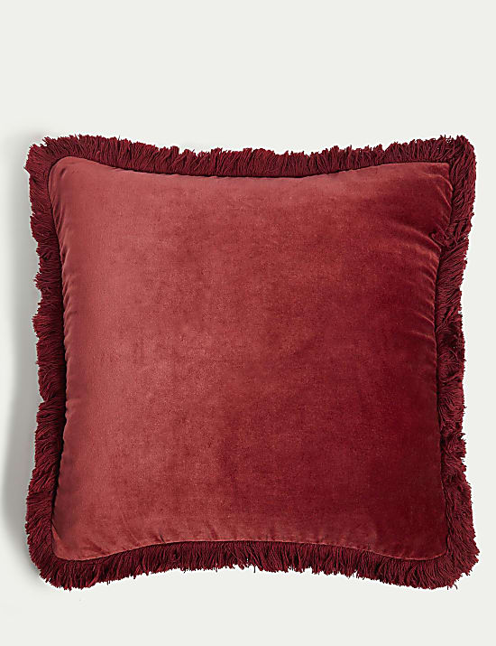 Pure Cotton Velvet Fringed Cushion