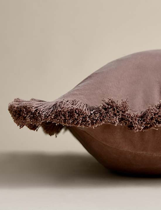 Pure Cotton Velvet Fringed Cushion