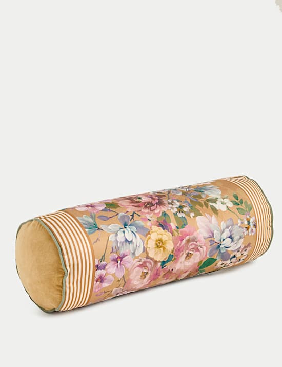 Pure Cotton Floral Bolster Cushion