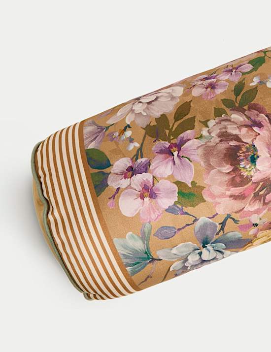 Pure Cotton Floral Bolster Cushion