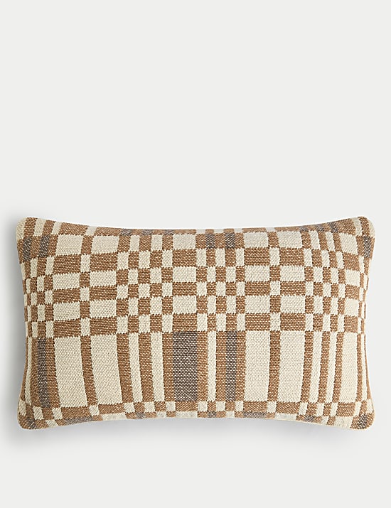 Cotton Rich Checked Bolster Cushion