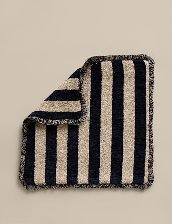 Fringed Chenille Stripe Cushion Cover