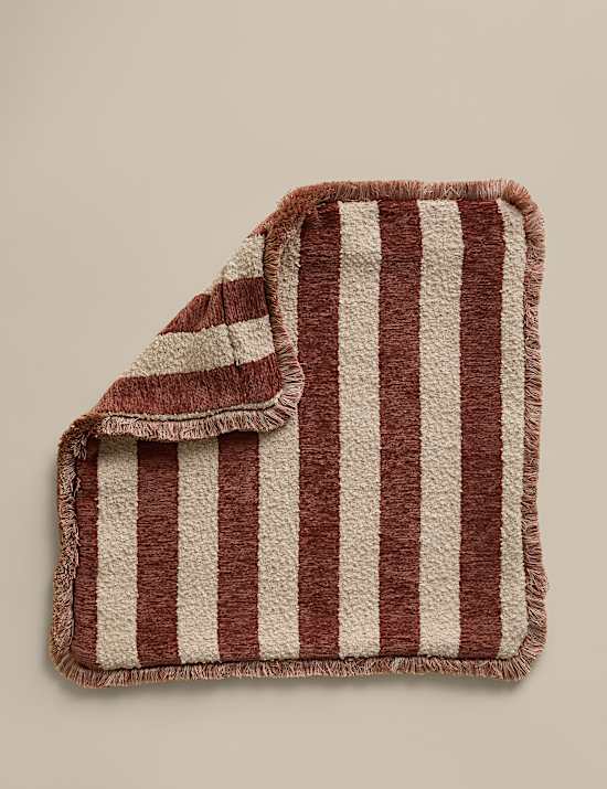 Fringed Chenille Stripe Cushion Cover
