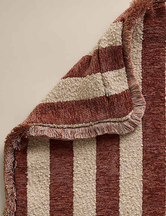 Fringed Chenille Stripe Cushion Cover
