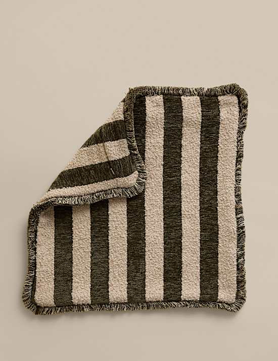 Fringed Chenille Stripe Cushion Cover