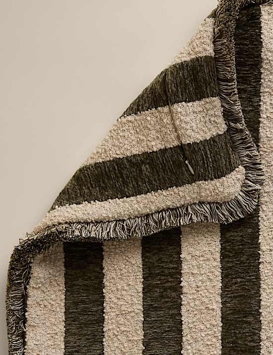 Fringed Chenille Stripe Cushion Cover