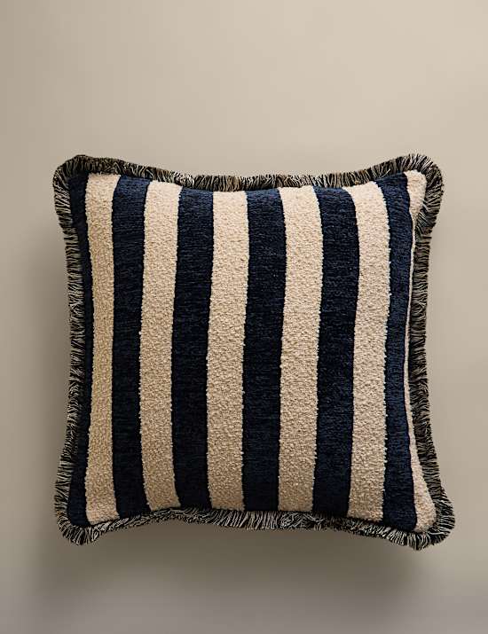 Chenille Striped Fringed Cushion