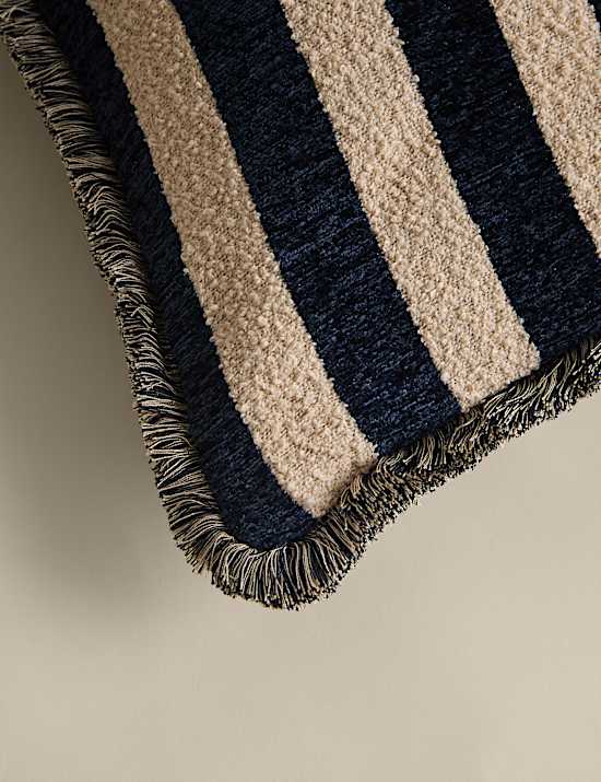 Chenille Striped Fringed Cushion