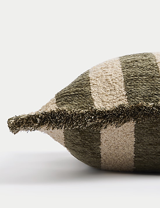 Chenille Striped Fringed Cushion