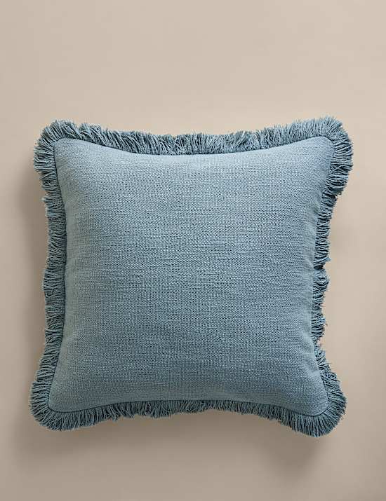 Pure Cotton Textured Fringe Cushion