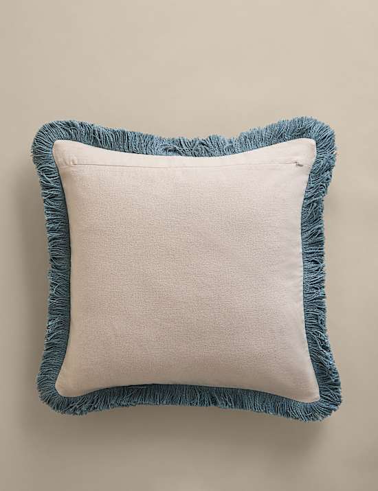 Pure Cotton Textured Fringe Cushion