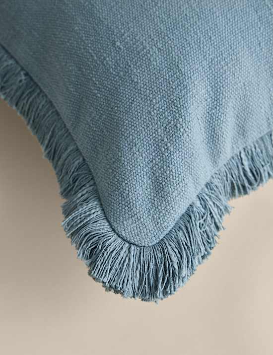 Pure Cotton Textured Fringe Cushion