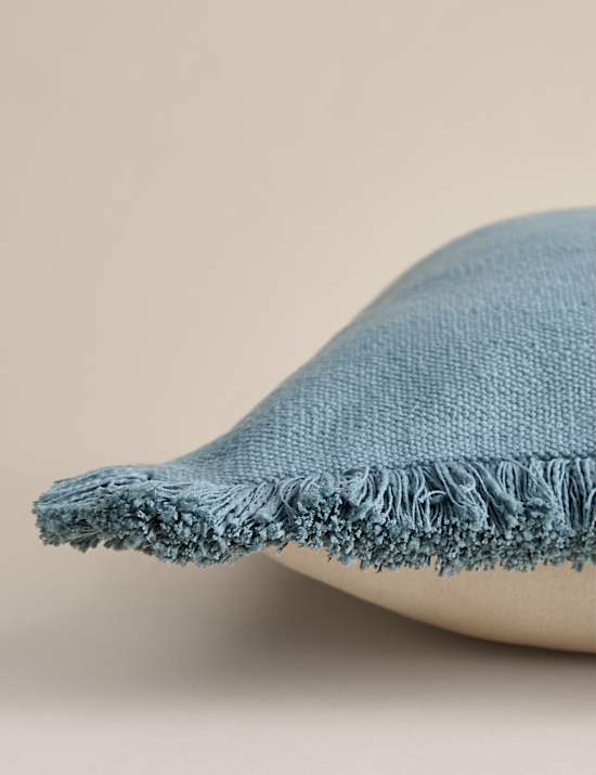 Pure Cotton Textured Fringe Cushion