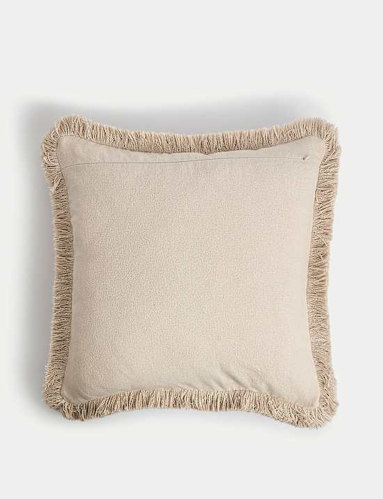 Coussin textur&eacute; &agrave; franges 100 % coton