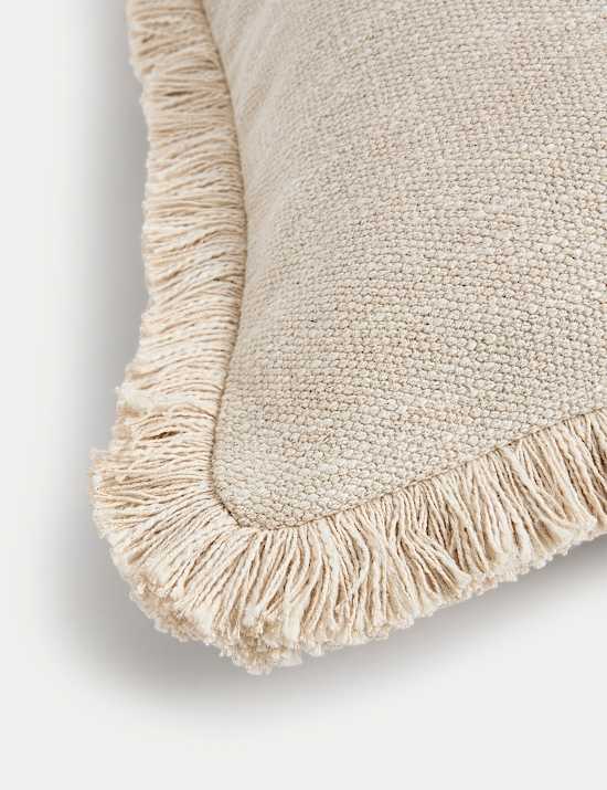Coussin textur&eacute; &agrave; franges 100 % coton
