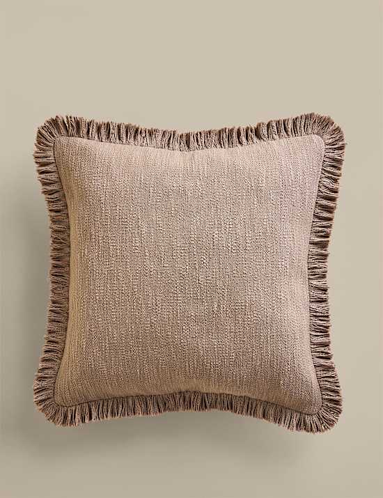 Pure Cotton Textured Fringe Cushion