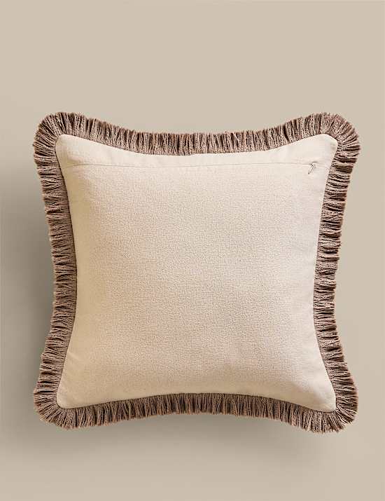 Pure Cotton Textured Fringe Cushion